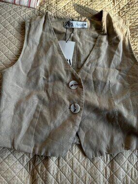 ZARA Women’s Linen Vest (Size S) – Brand New w/ Tags